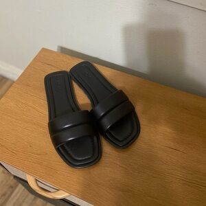 KOIO Black Leather Slides